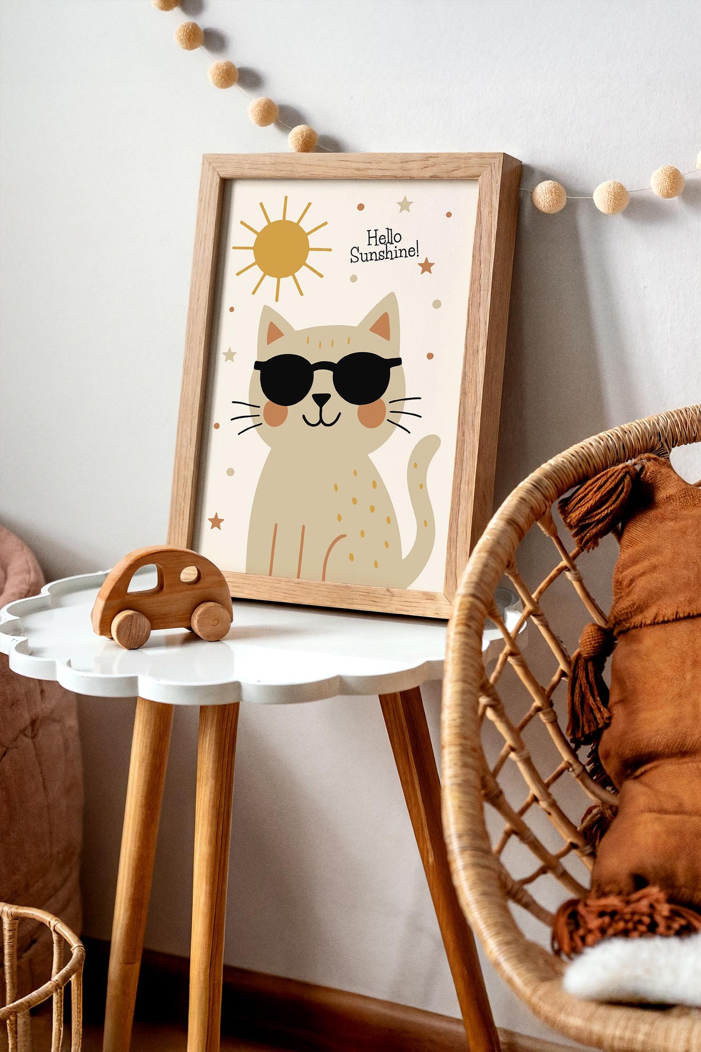 Cute Cat Sunshine Poster – Kids Room Wall Art