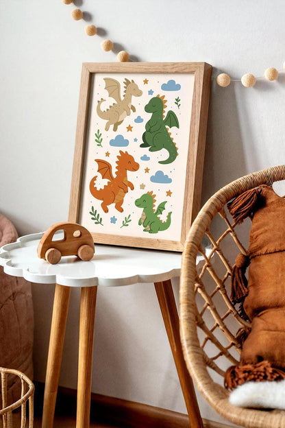 Cute Dragons Art Print – Boys’ Room Wall Art Decor