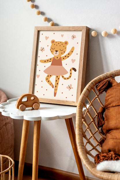 Cheetah Ballerina Print - Cute Kids Wall Art
