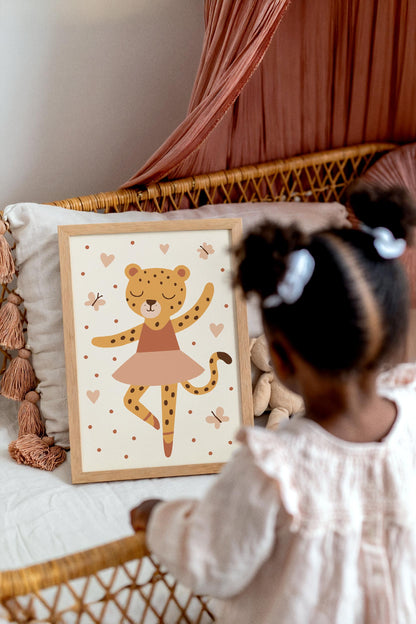Cheetah Ballerina Print - Cute Kids Wall Art