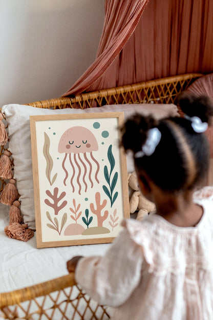 Pink Jellyfish Poster – Ocean Nursery Wall Art