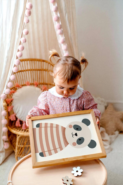 Cute Panda Bear in Striped Sweater Wall Art