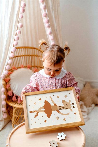 Cute Giraffe Ballerina Print - Kids Wall Ar