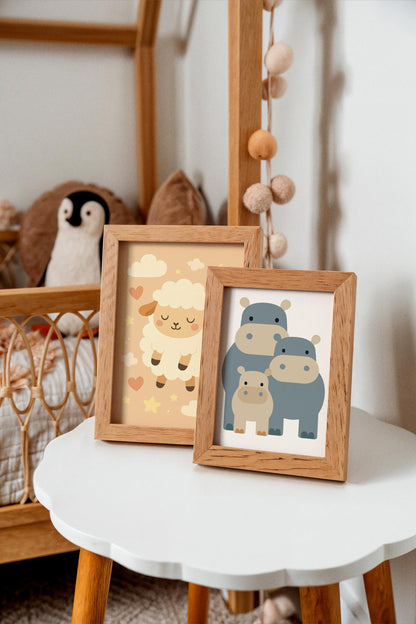 Hippo Family Wall Art – Scandinavian Animal Print