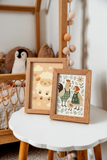 Chicken Family Poster – Farmhouse Animal Wall Art