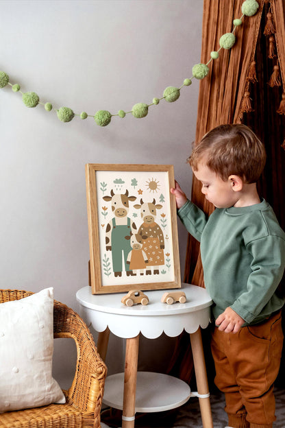 Cow Family Poster - Country Home Wall Decor