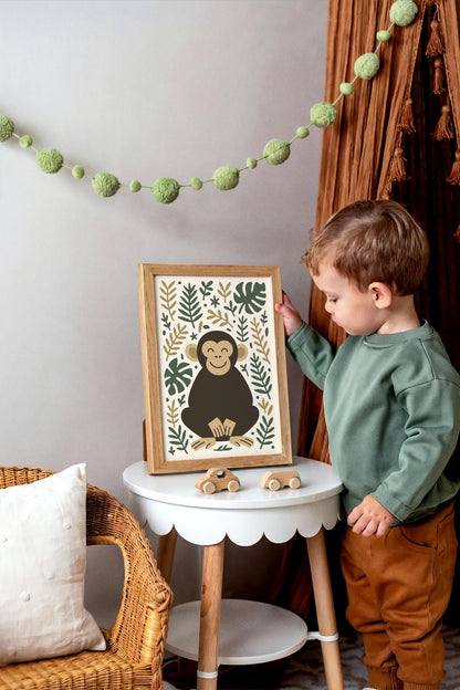 Friendly Monkey Print - Jungle Kids Wall Art