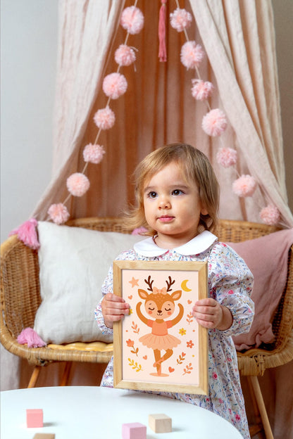 Cute Little Deer Ballerina – Kids’ Room Wall Art