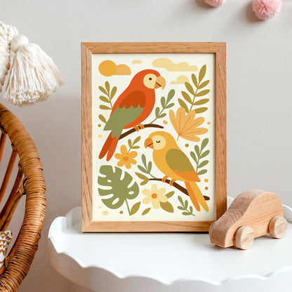 Parrots Poster - Kids Room Tropical Wall Art Print