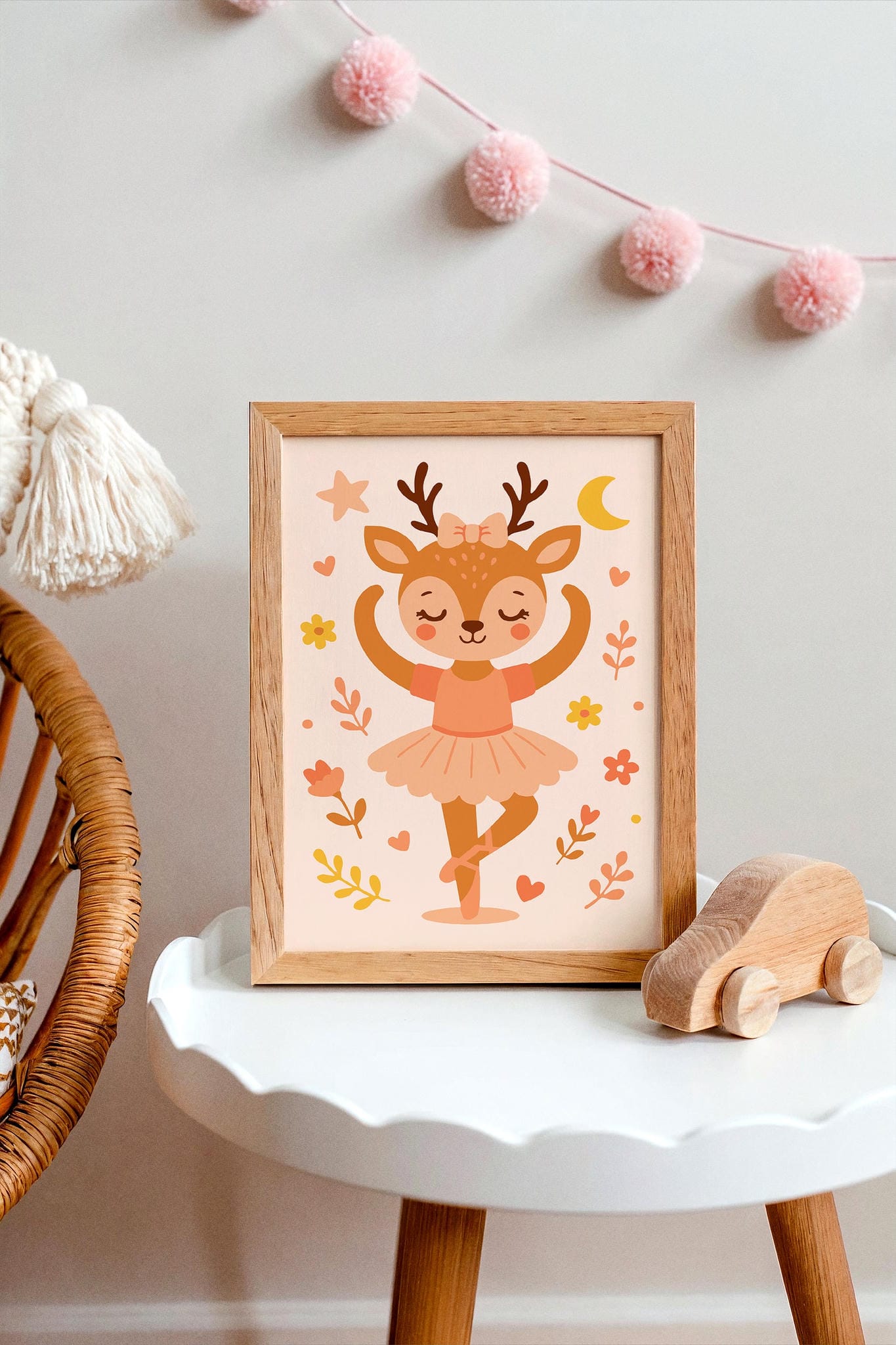 Cute Little Deer Ballerina – Kids’ Room Wall Art