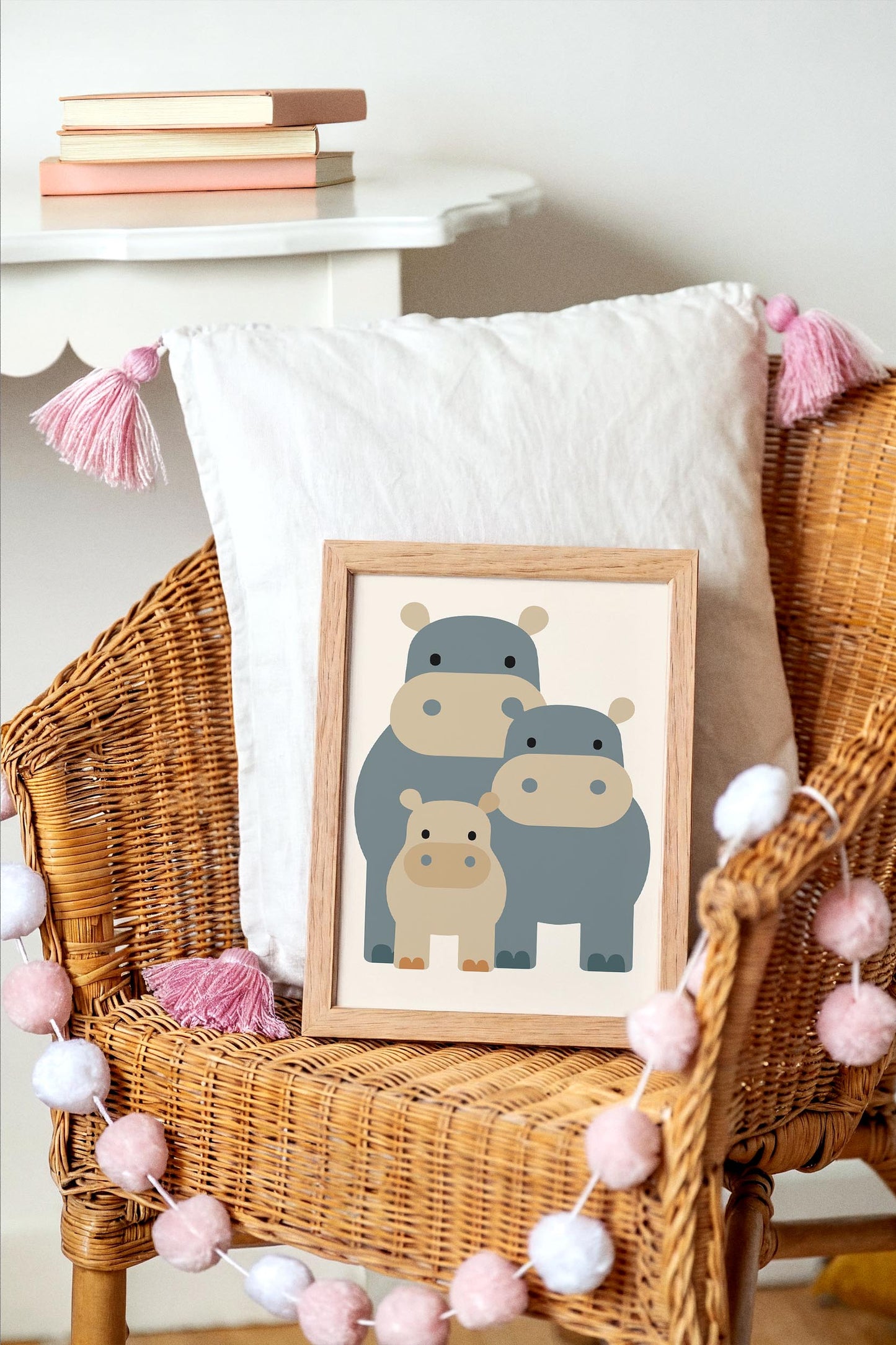 Hippo Family Wall Art – Scandinavian Animal Print