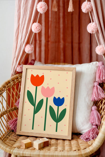 Minimalist Tulips Print - Floral Wall Art