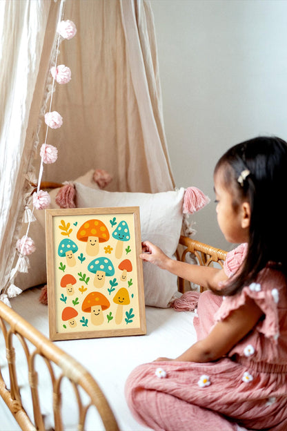 Whimsical Woodland Mushrooms Poster