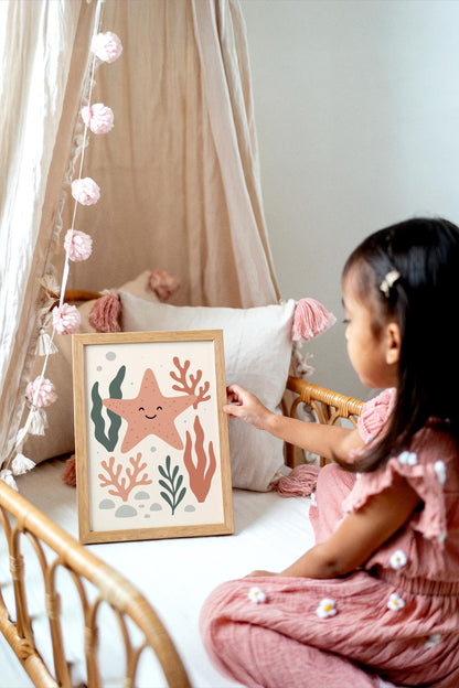 Pink Starfish Poster – Coastal Kids Wall Art