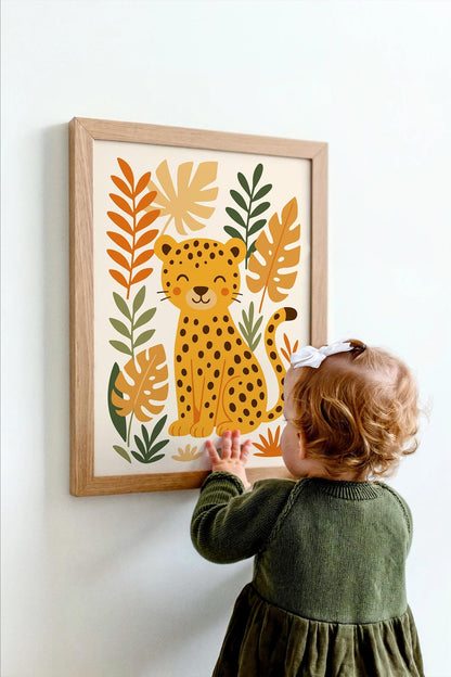 Friendly Cheetah Wall Art – Cute Jungle Animal Print