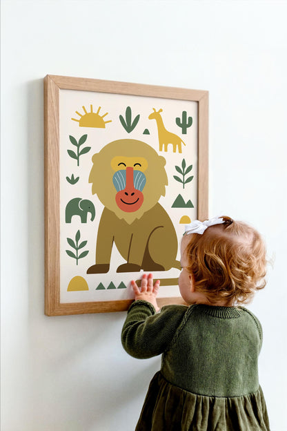 Mandrill Portrait Poster – Jungle Wildlife Wall Art