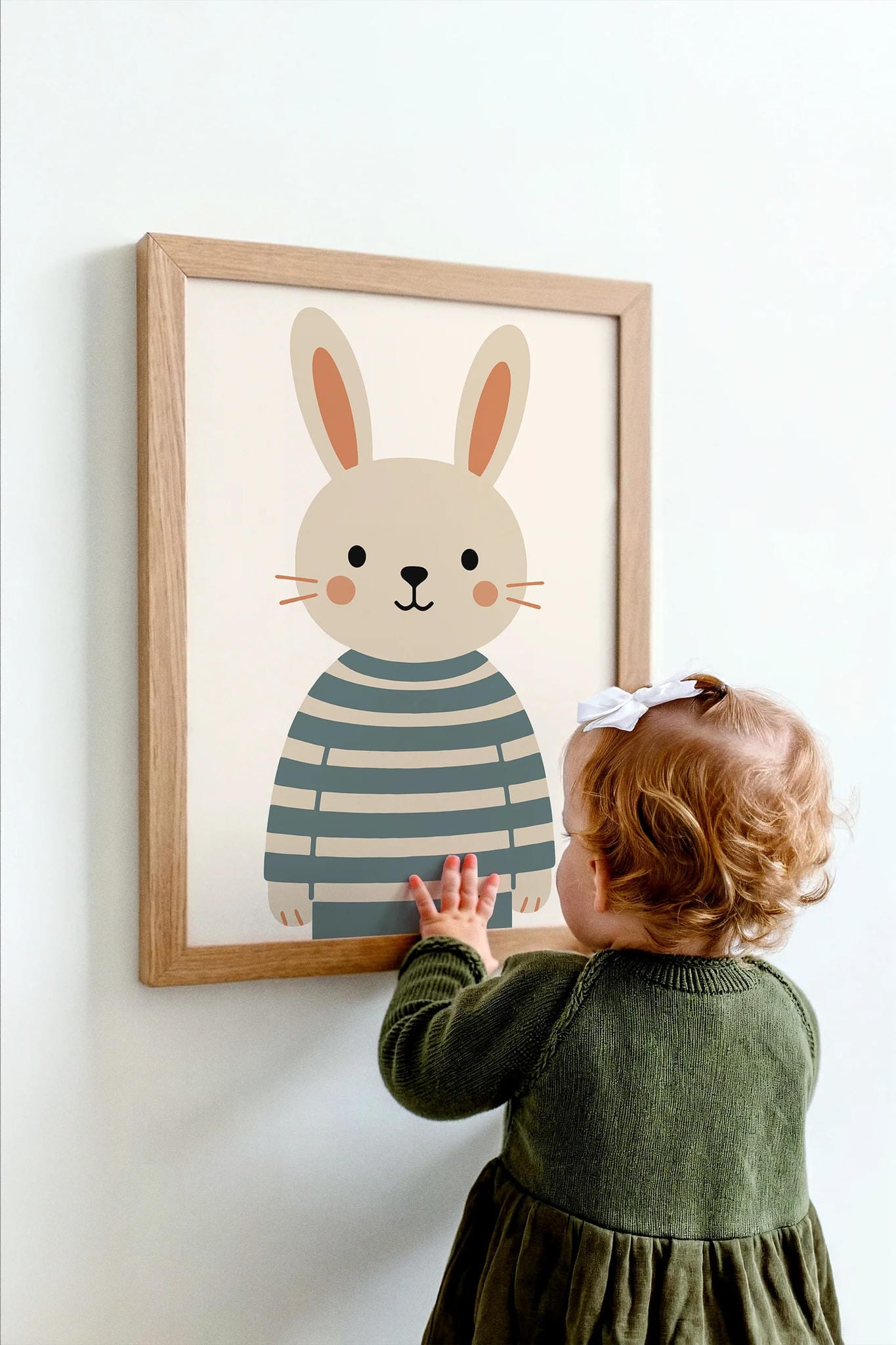 Cute Bunny in Striped Sweater Wall Art Poster
