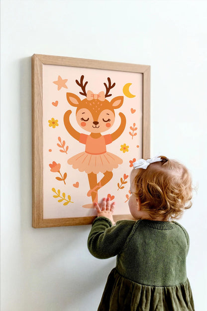 Cute Little Deer Ballerina – Kids’ Room Wall Art