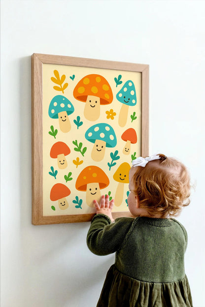 Whimsical Woodland Mushrooms Poster