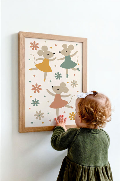 Little Mice Ballet Print - Cute Kids Wall Art
