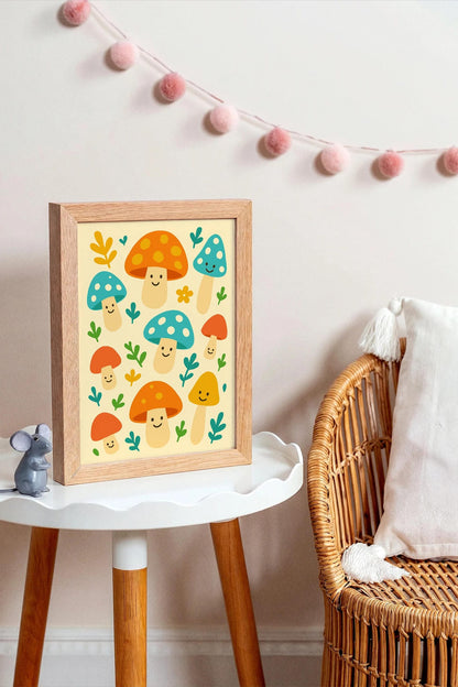 Whimsical Woodland Mushrooms Poster