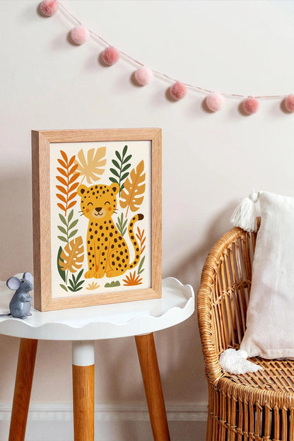 Friendly Cheetah Wall Art – Cute Jungle Animal Print