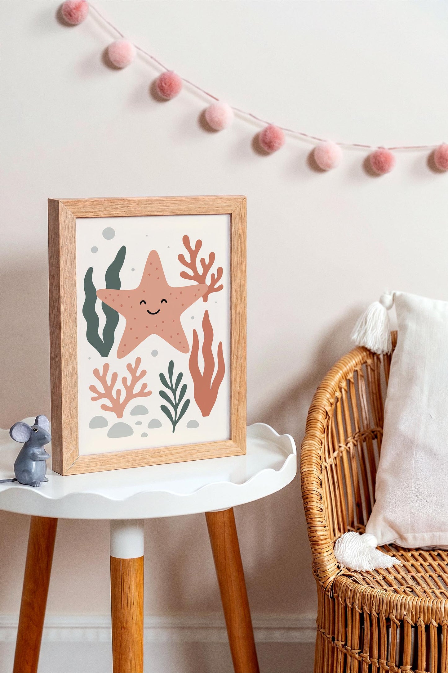 Pink Starfish Poster – Coastal Kids Wall Art