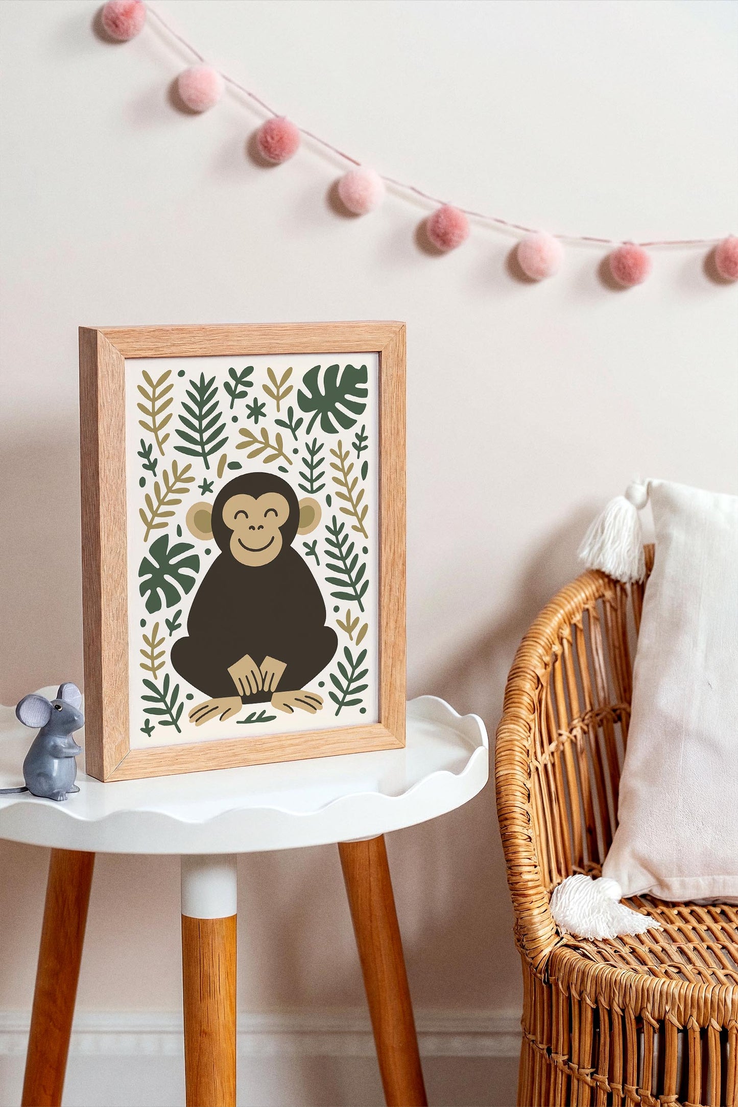 Friendly Monkey Print - Jungle Kids Wall Art