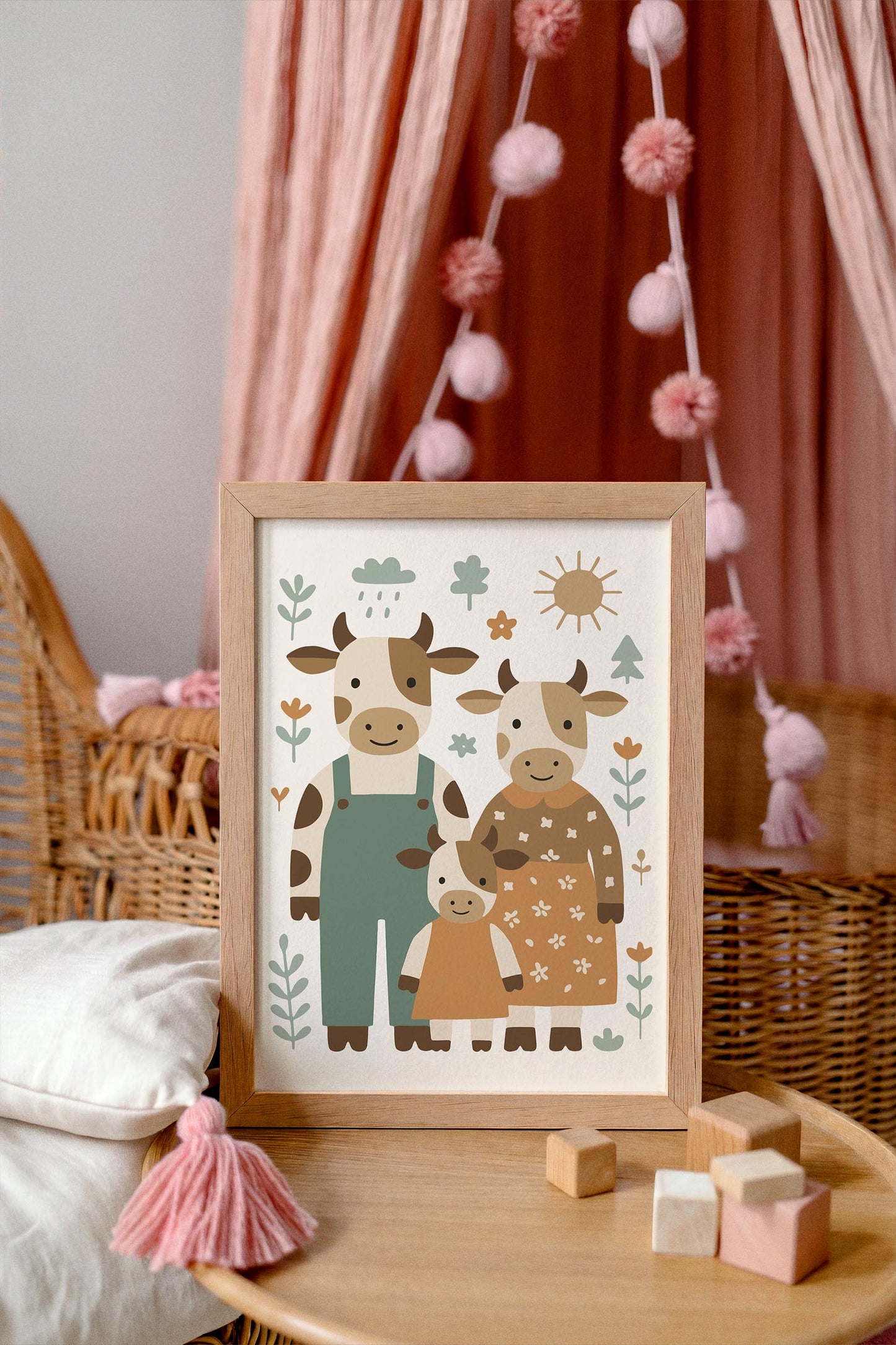 Cow Family Poster - Country Home Wall Decor