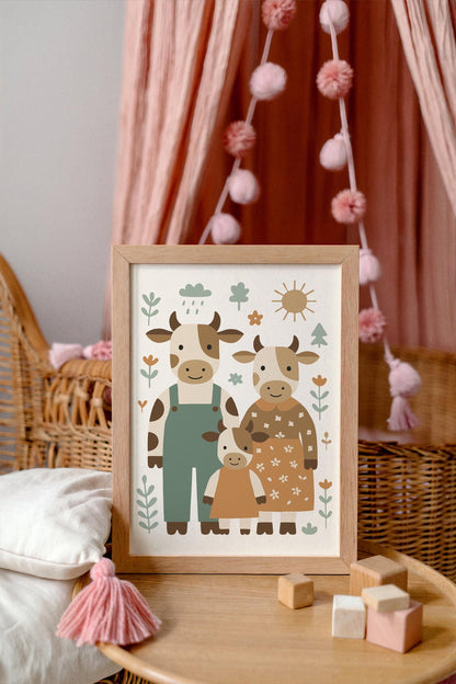 Cow Family Poster - Country Home Wall Decor