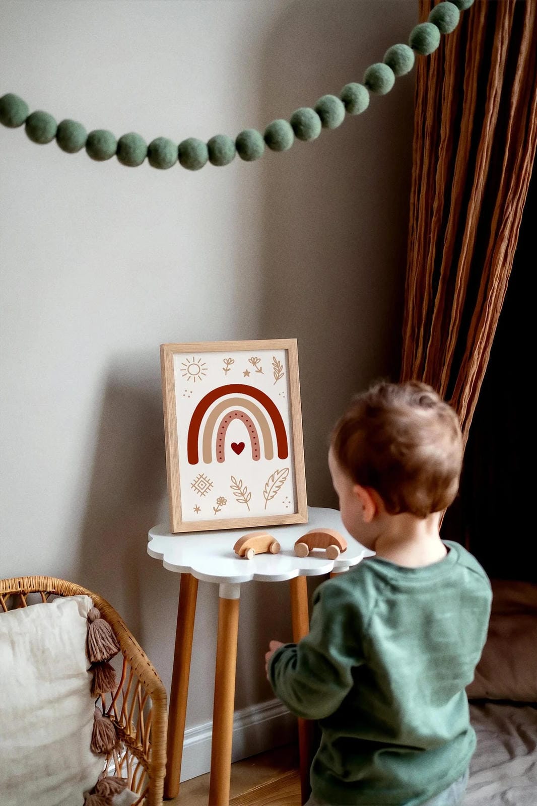 Boho Chic Kids Wall Art – Floral & Rainbow Room Decor