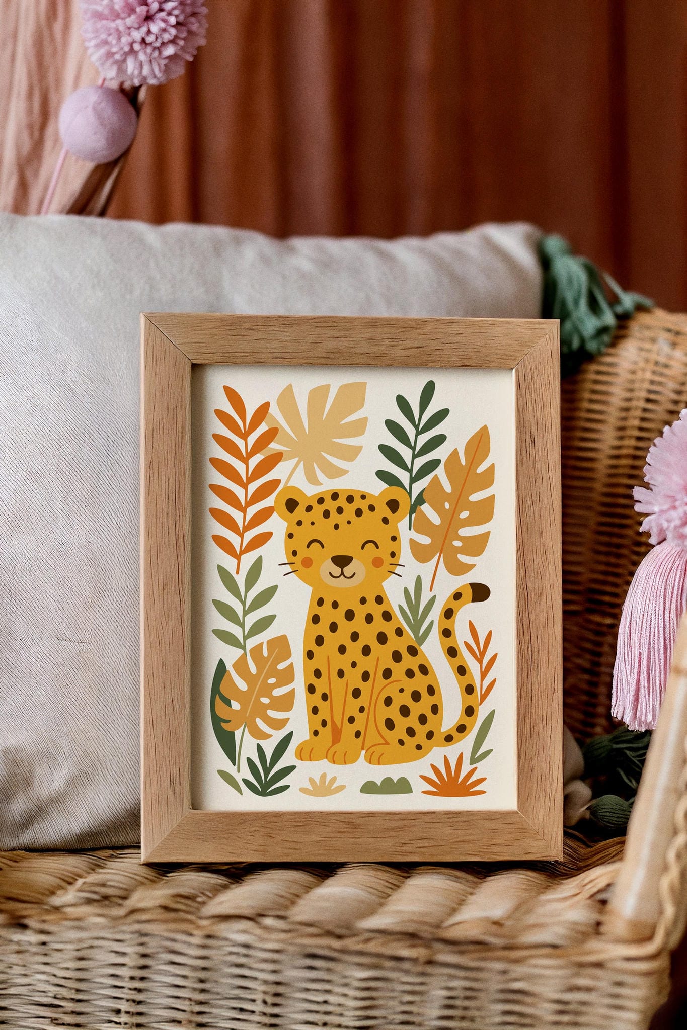 Friendly Cheetah Wall Art – Cute Jungle Animal Print