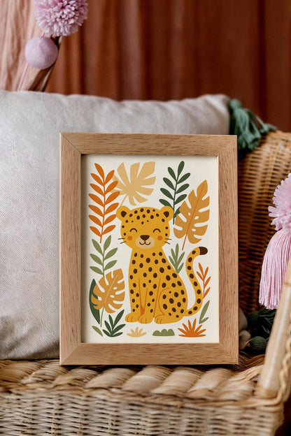 Friendly Cheetah Wall Art – Cute Jungle Animal Print