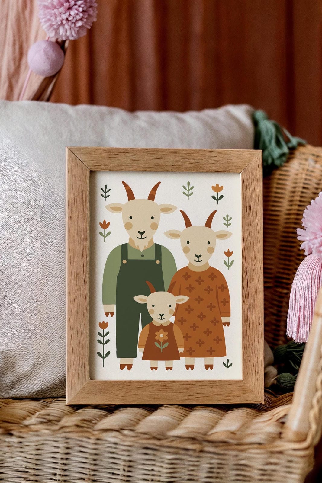 Goat Family Wall Art – Farmhouse Kids Room Decor
