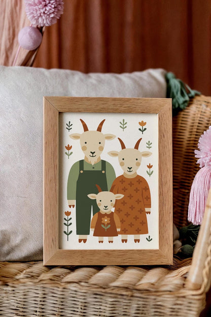 Goat Family Wall Art – Farmhouse Kids Room Decor