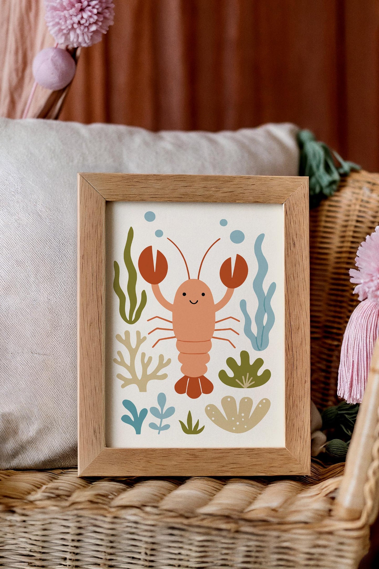 Cute Lobster Poster – Nautical Kids Wall Art
