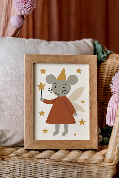 Cute Mouse Fairy Print – Scandinavian Nursery Decor