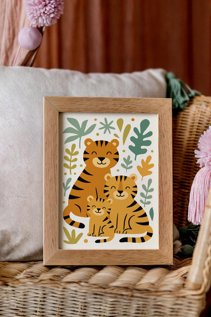 Tiger Family Poster – Jungle Kids Wall Art