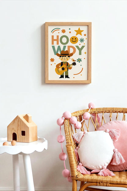 Howdy Cowboy Poster – Western Kids Wall Art