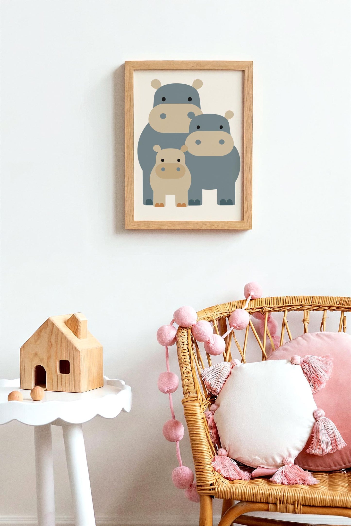 Hippo Family Wall Art – Scandinavian Animal Print