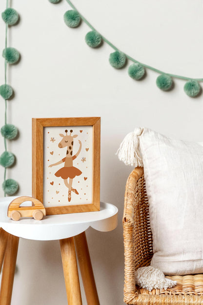 Cute Giraffe Ballerina Print - Kids Wall Ar
