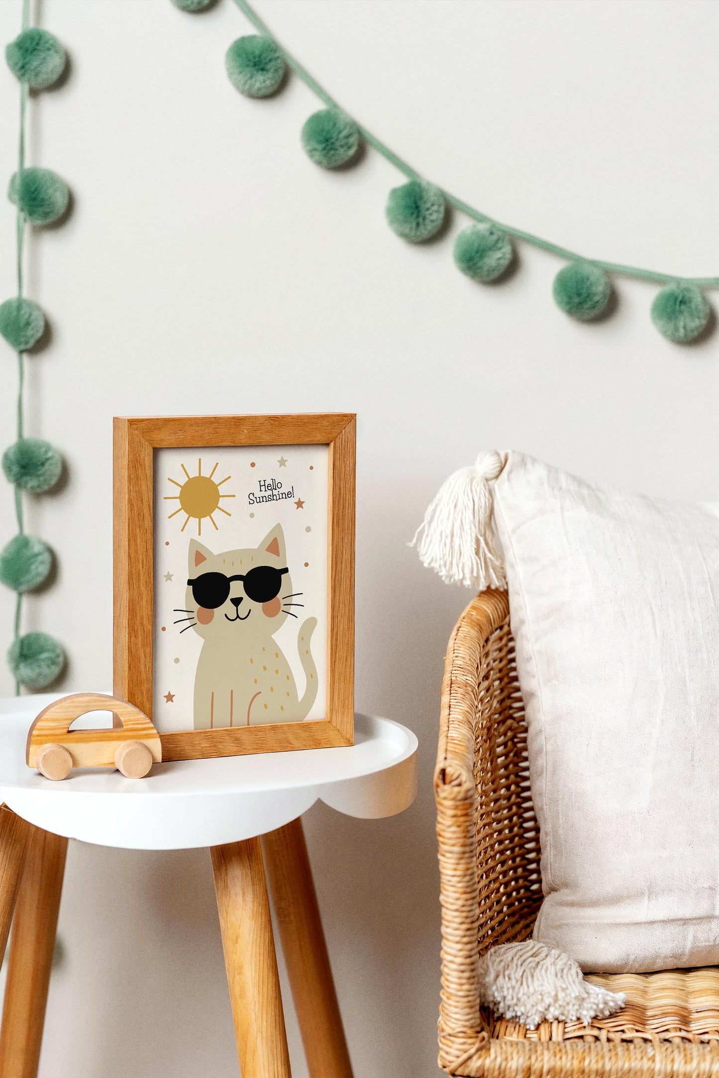 Cute Cat Sunshine Poster – Kids Room Wall Art