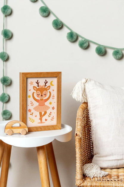 Cute Little Deer Ballerina – Kids’ Room Wall Art