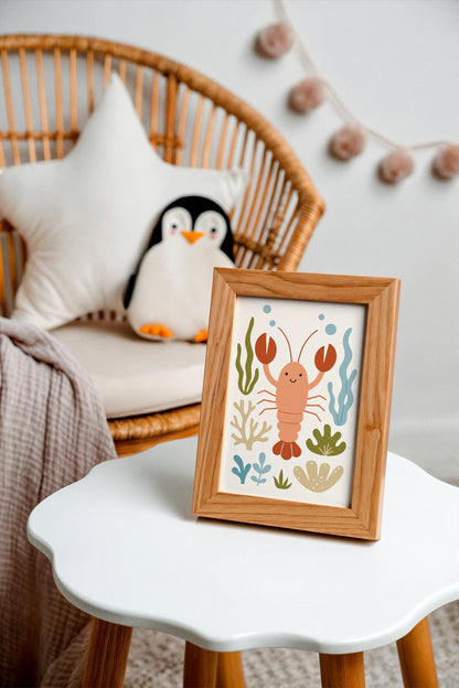 Cute Lobster Poster – Nautical Kids Wall Art