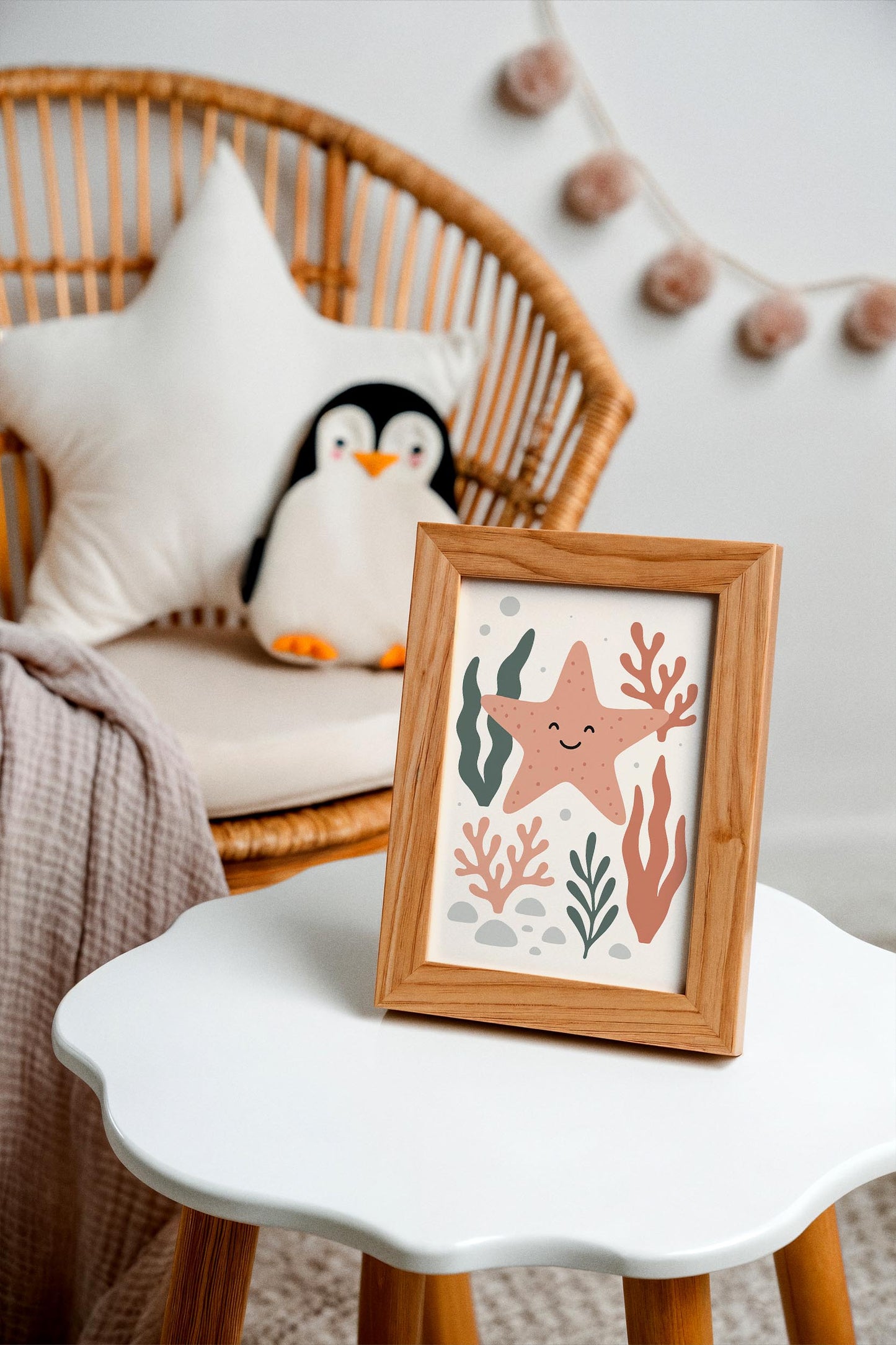 Pink Starfish Poster – Coastal Kids Wall Art
