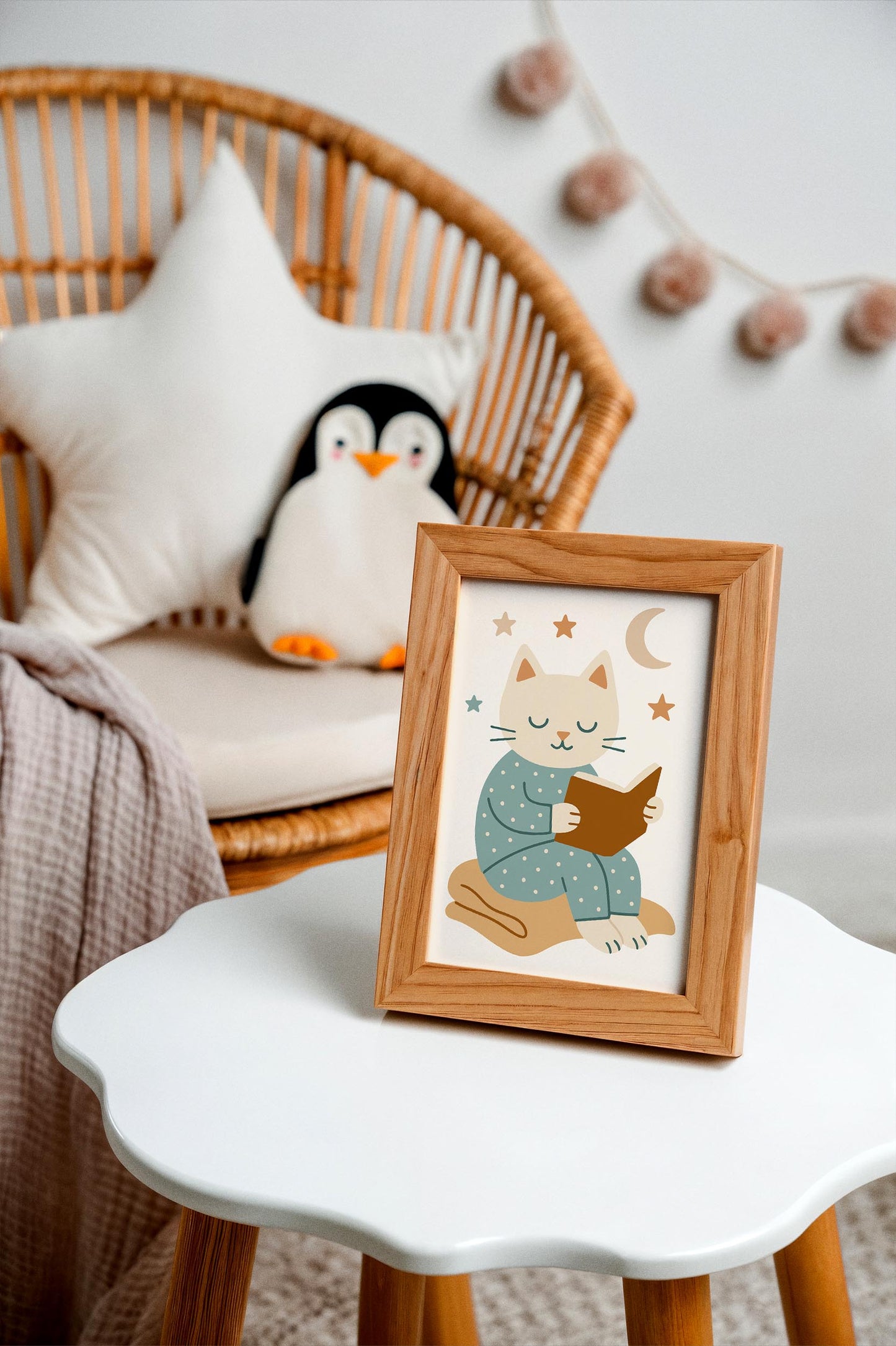 Reading Cat Poster – Kids Room Wall Art