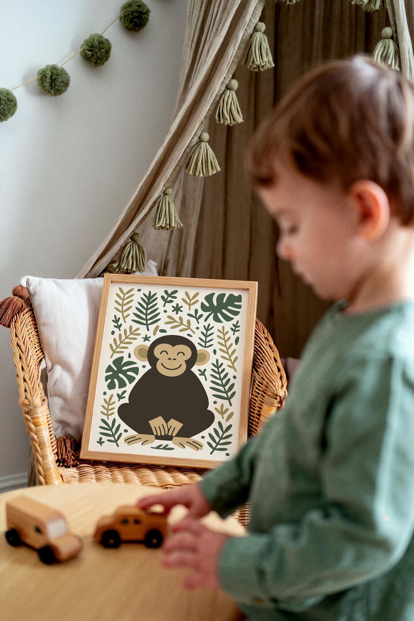 Friendly Monkey Print - Jungle Kids Wall Art