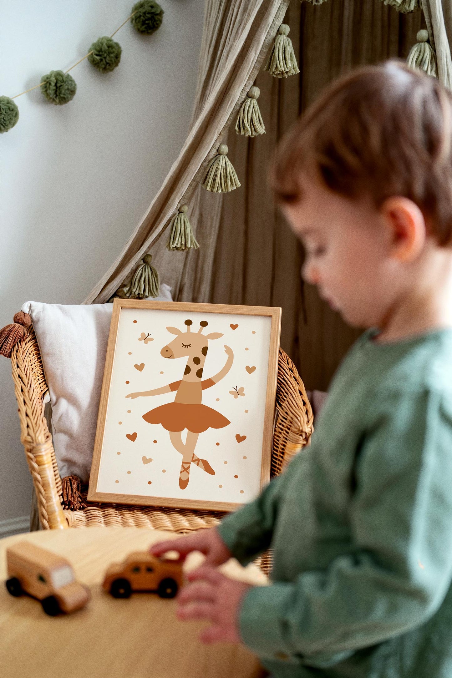 Cute Giraffe Ballerina Print - Kids Wall Ar