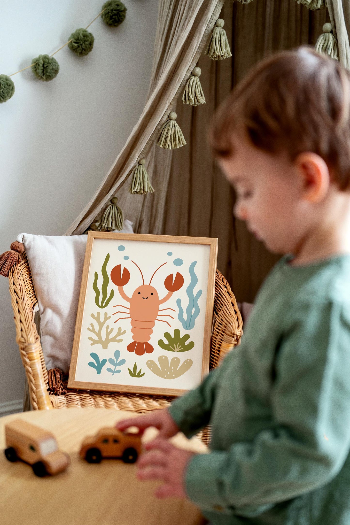 Cute Lobster Poster – Nautical Kids Wall Art