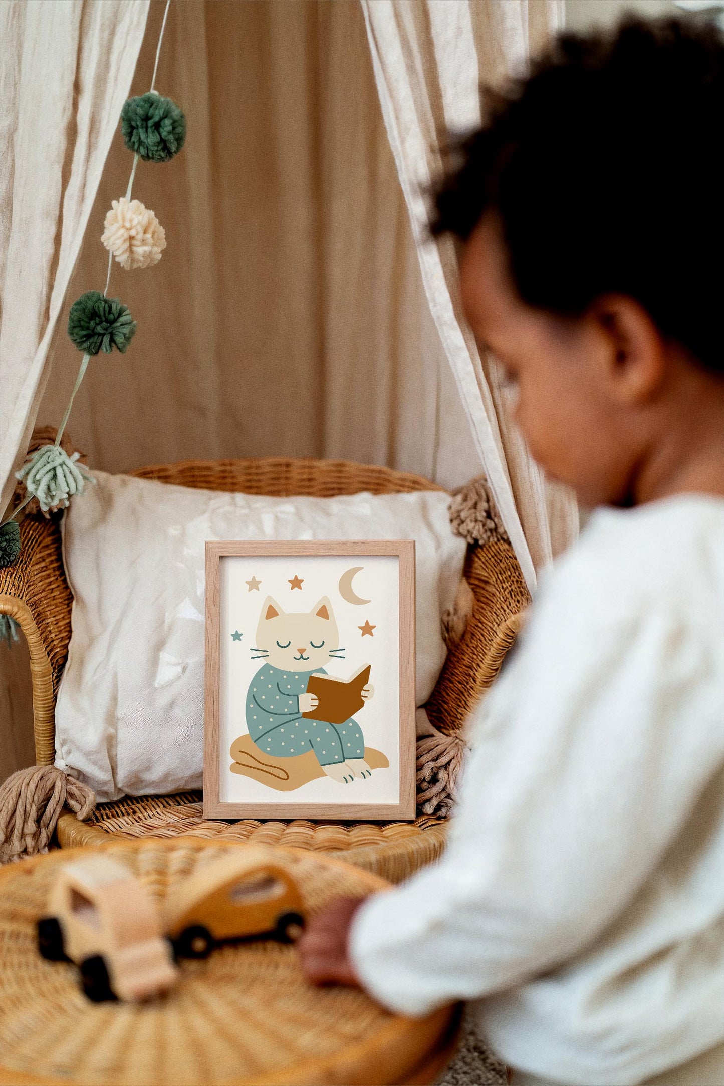 Reading Cat Poster – Kids Room Wall Art